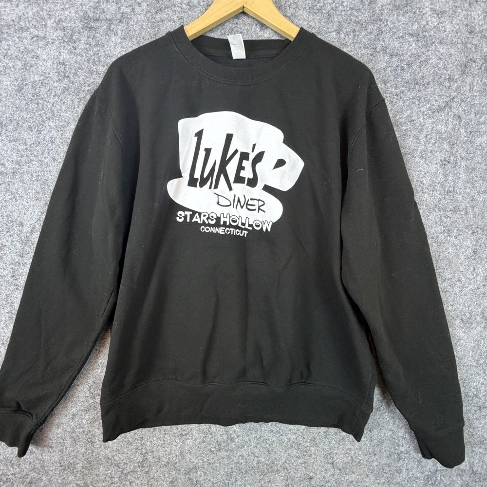 Luke's Diner Logo Stars Hollow Just Hoods by Awdis Sweatshirt Mens Large Black
